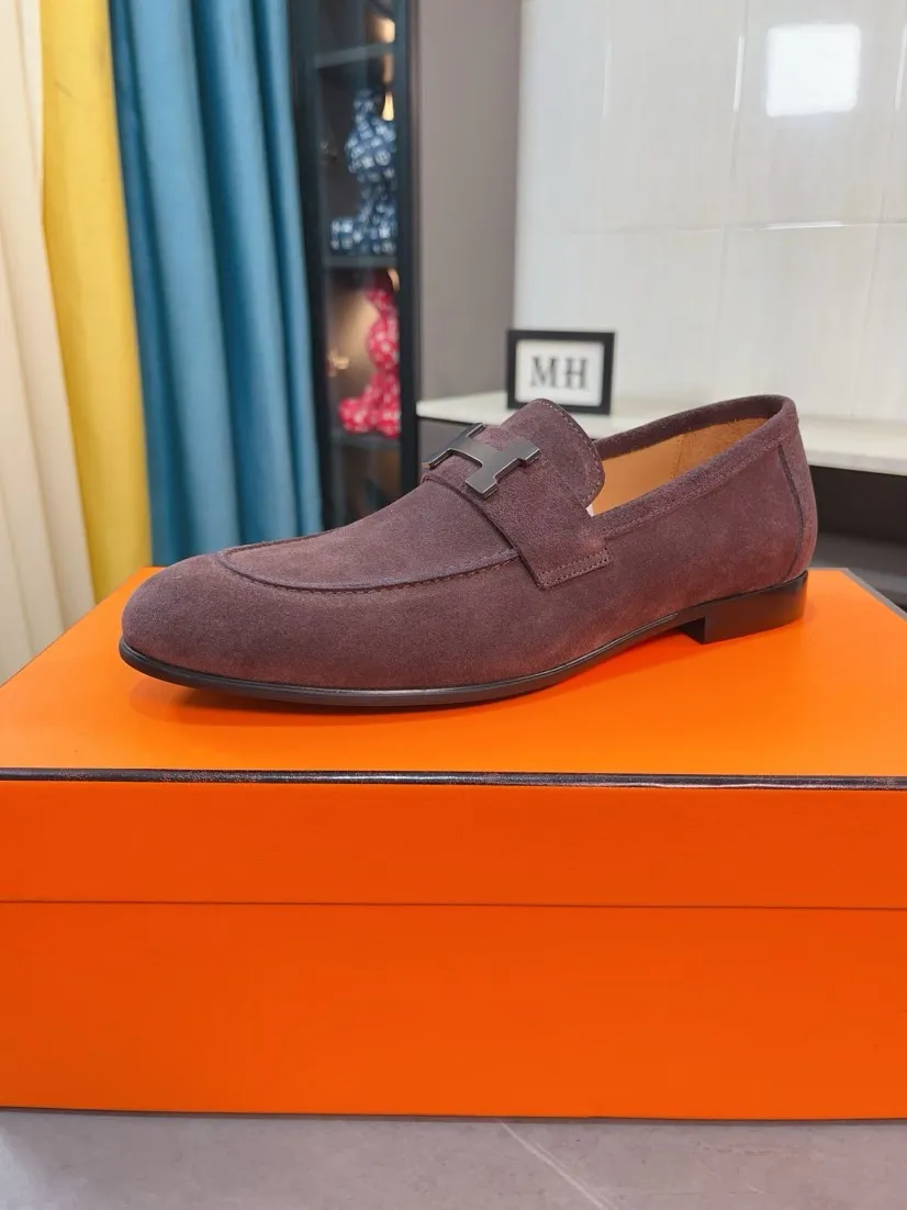 Men's shoes 💰560🌹🌹Niuli "HERMES" Hermès business leather shoes, original factory configuration, original imported cowhide upper + luxury hardware logo + fully imported original customized cowhide lining, sole: rubber wear-resistant outsole, difficult craftsmanship, original factory follow-up goods, 🔍🔍high quality code number: 38-44 45 can be customized